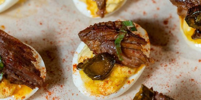 Smoked Brisket Deviled Eggs