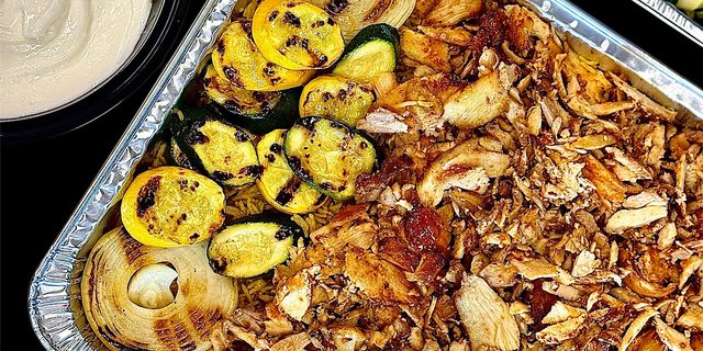 Chicken Shawarma Over Rice Tray