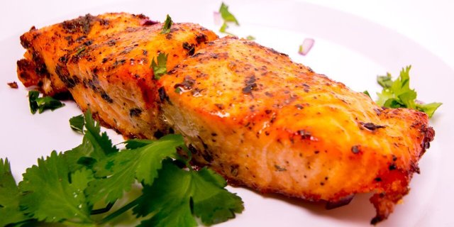 Salmon Steamed in Wine