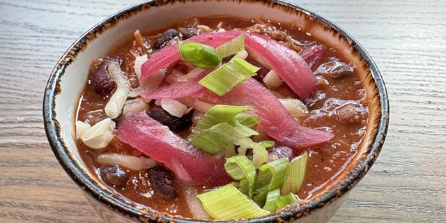 Pecan-Fired Chicken Three-Bean Chili