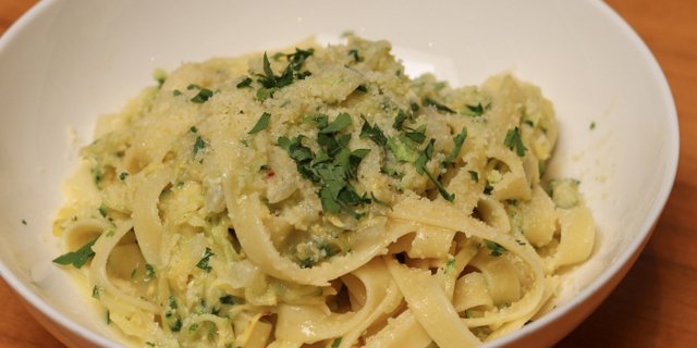 Fettuccine w/ Melted Summer Squash