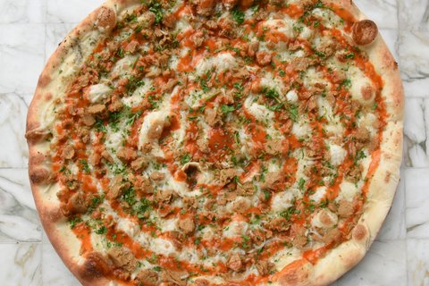 Vegan Buffalo Chicken Pizza
