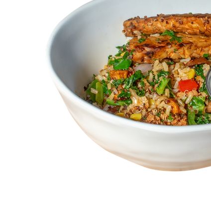 Buffalo Tempeh & Sesame Cauliflower Bowl