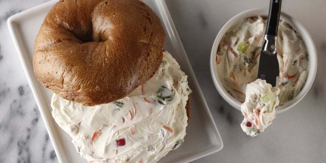 Bagels w/ One Flavored & Plain Cream Cheeses, Butter & Jelly