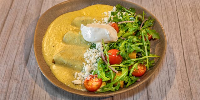 Individual Green Chili Cream Enchiladas