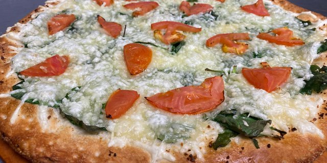 Vegan Spinach Tomato Pizza