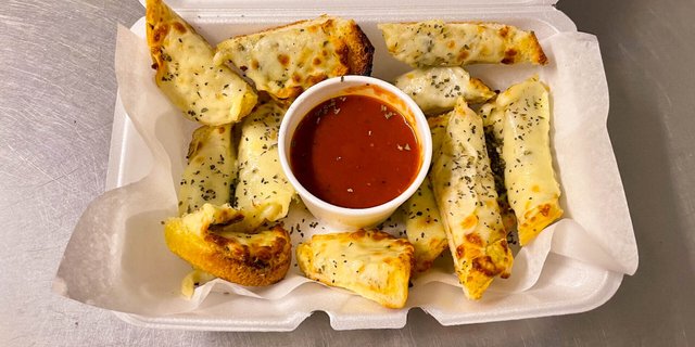 Pan of Garlic Cheese Bread