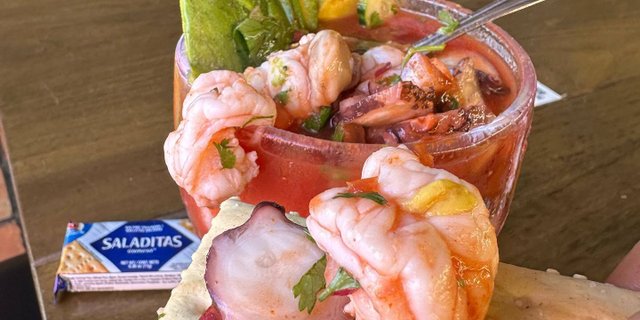 Tostada w/ Ceviche de Camaron