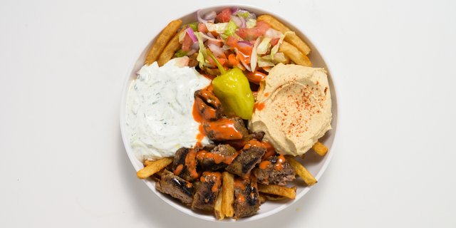 Build-Your-Own 1-Protein French Fries Mediterranean Bowls