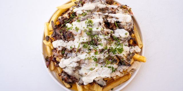 Wagyu Beef Shawarma Cheesesteak Fries