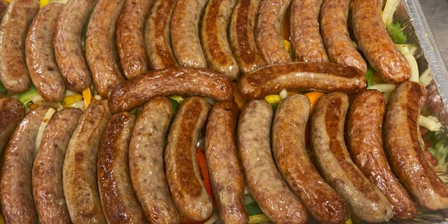 Bratwursts w/ Peppers & Onions