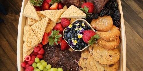 Seasonal Berries, Cookies, Cheesecake Bites & Brownies