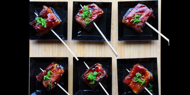 Smoked Pork Belly Skewers