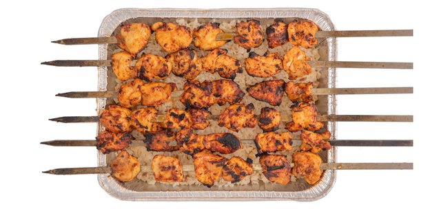 Chicken Shish Kebab Over White Rice Package