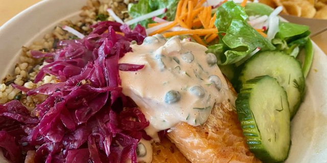 Grilled Walleye Reuben Bowl