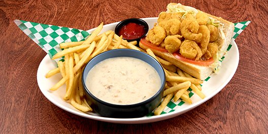 Half Shrimp Po'Boy & Chowder Boxed Lunch