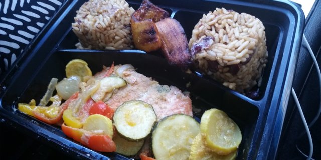 Grilled Salmon & Sautéed Veggies w/ Spicy Veggie Rice