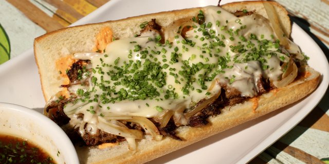 Philly Beef Dip Sandwich