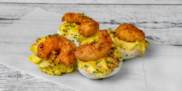 Fried Shrimp Deviled Egg Platter