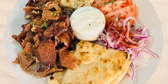 Traditional Greek Meat Gyro Platter