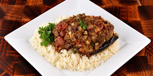 Eggplant Lamb Boat
