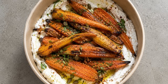 Roasted Carrots w/ Labneh & Harissa Oil