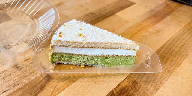 Pistachio Ricotta Cake Slice
