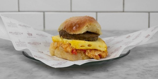 Sausage, Egg & Pimento Cheese Biscuit Sandwiches