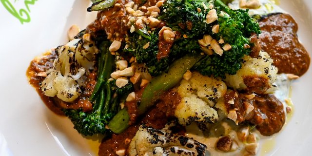 Wood-Grilled Caulilini and Broccolini