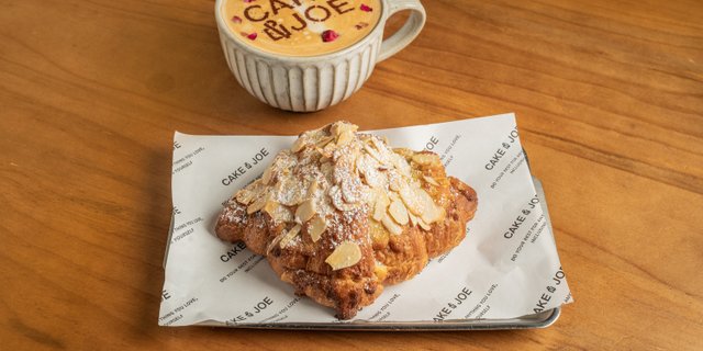 Almond Croissant + Rose Latte