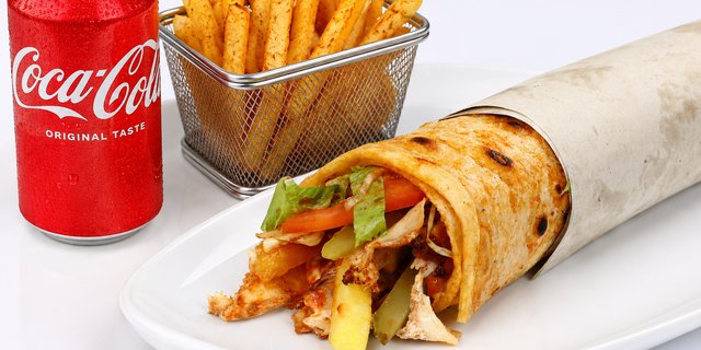 Grilled Chicken Doner Wrap Combo With Fries And Drink