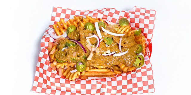 Loaded Curry Waffle Fries