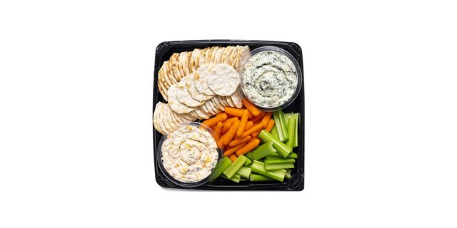 Dip, Cracker & Vegetable Snack Square