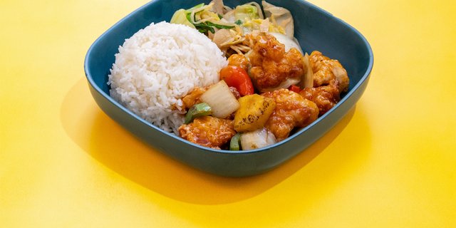 Sweet & Sour Chicken Rice Plate