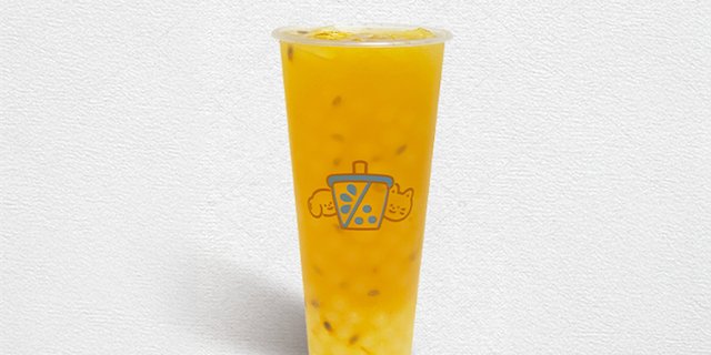 Mango Passion Fruit Green Tea w/ Mango Popping Boba & Crystal Boba