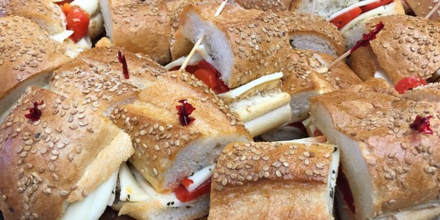 Roasted Pepper, Mozzarella & Basil Sandwiches