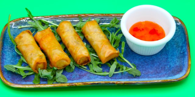 Homemade Duck Spring Rolls Tray