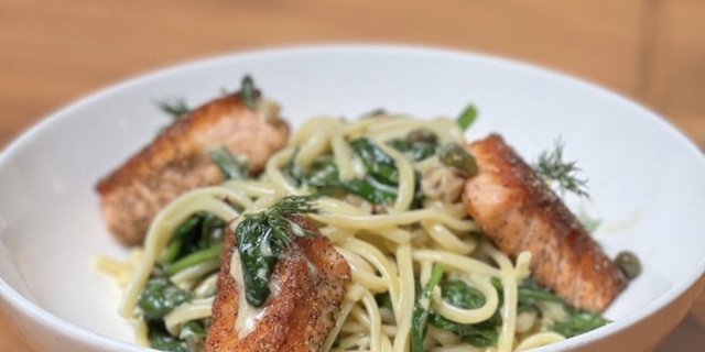 Salmon Piccata Linguine