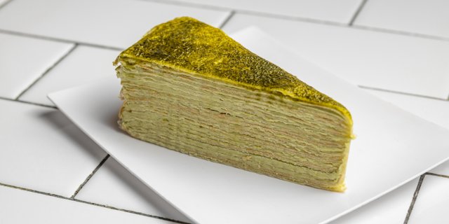 Matcha Mille Crepe Slice