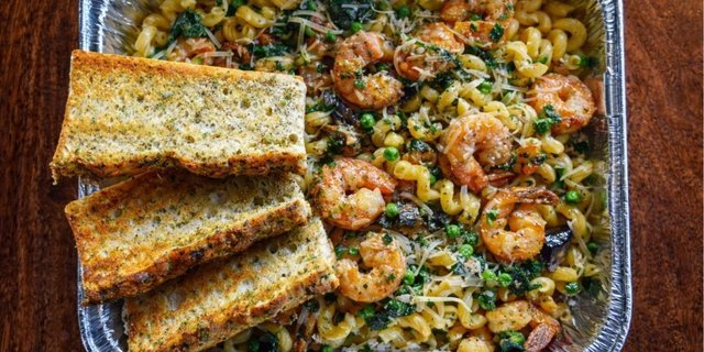 Shrimp And Salmon Pasta With Nuts & Berries Salad
