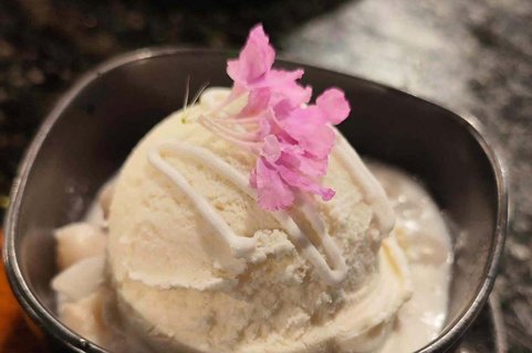 Taro Ball With Vanilla Ice Cream