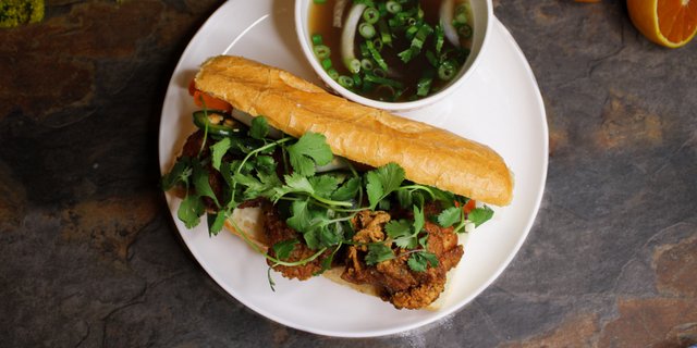 Orange Oyster Mushroom Banh Mi Sandwich