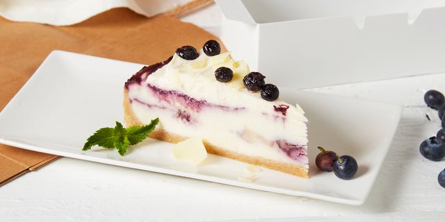 Blueberry Cobbler White Chocolate Cheesecake Slice