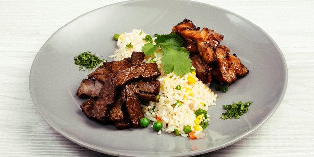 Bourbon Chicken & Steak Combo
