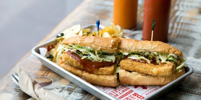 "Fake" Chicken Sandwich Boxed Lunch