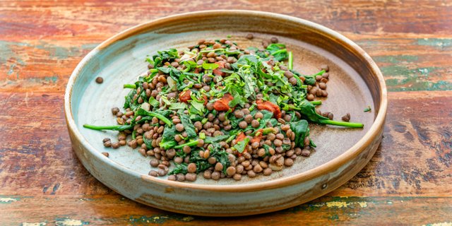 Lentils, Spinach & Harissa