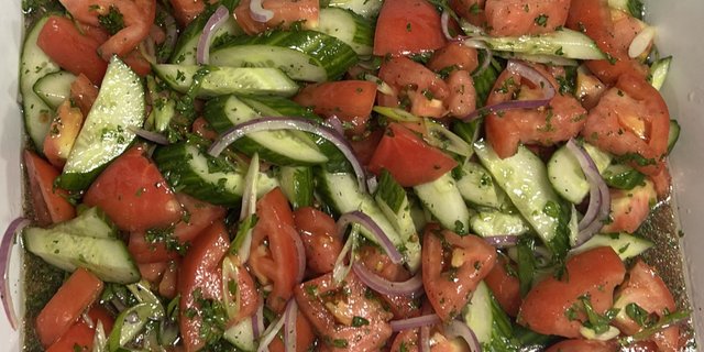 Tomato, Cucumber, Feta & Onion Salad