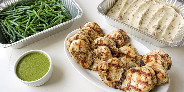 Grilled Chicken Pesto w/ 2 Sides