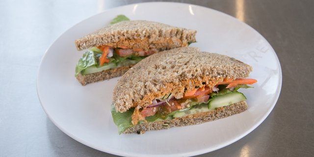 Veggie Three-Seed Hummus Sandwich