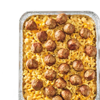 Creamy Cheddar Mac & Cheese w/ Meatballs
